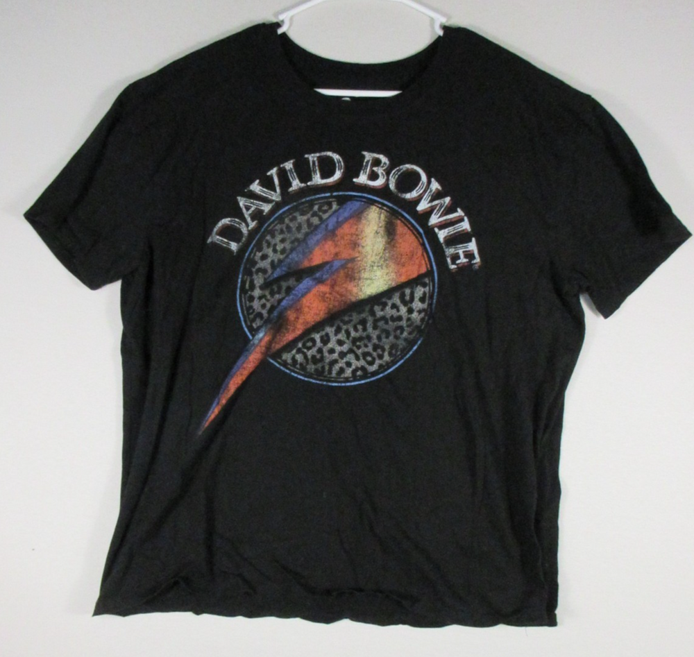 Bowie Womens Round Neck Graphic T-Shirt Regular Fit Short Sleeve Size XL Black