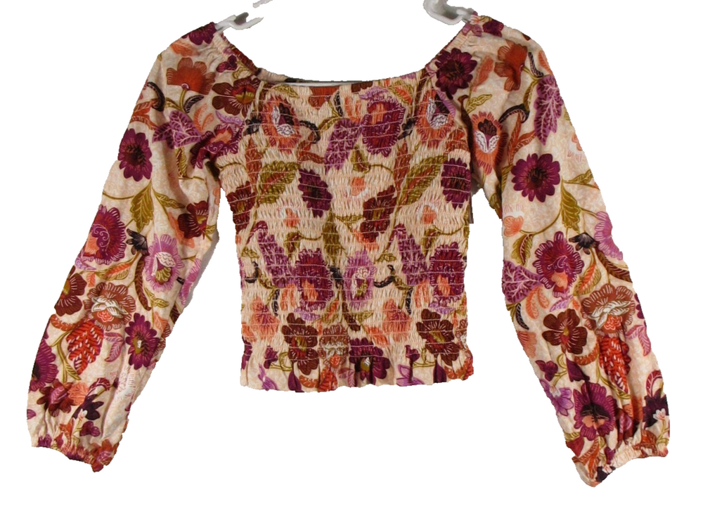 Old Navy Girls Long Sleeve Printed Jersey Knit Smocked Top Size M (8) Multicolor