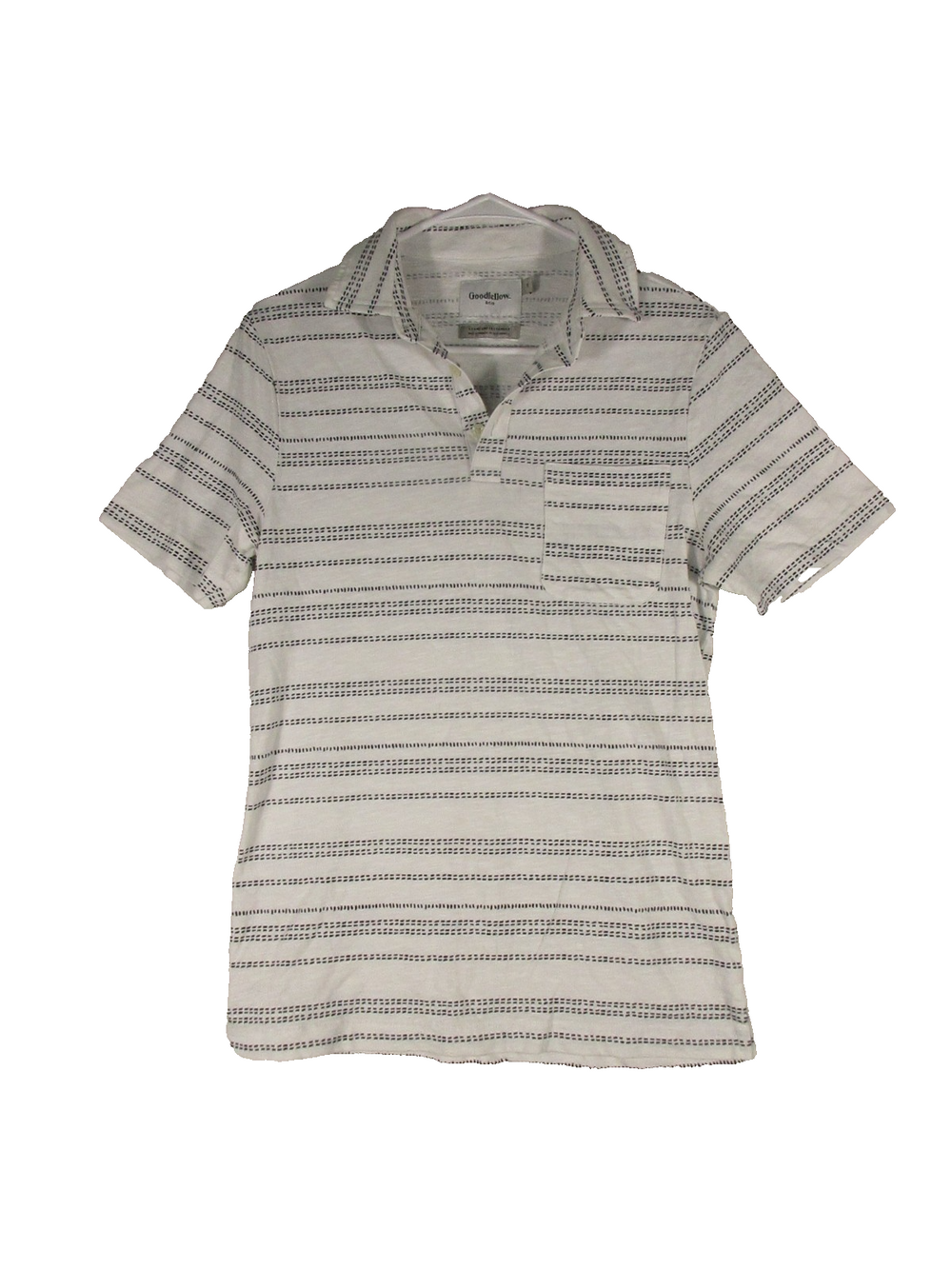 Goodfellow & Co Mens Button-Up Short Sleeve Polo Shirt Dot Stripe Size S White