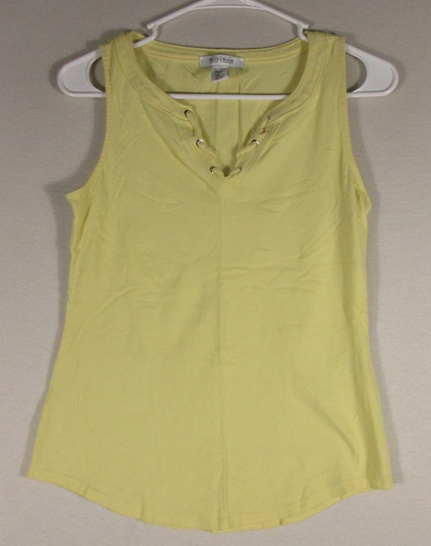 White House Black Market Womens Crew Neck Top Blouse Sleeveless Size XS Yellow