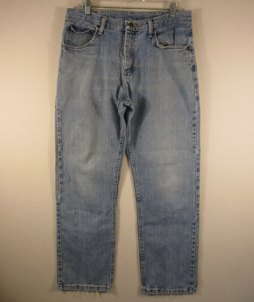 Wrangler Mens High Waist Straight Jeans Stretch Denim Pockets Size 33X30 Blue