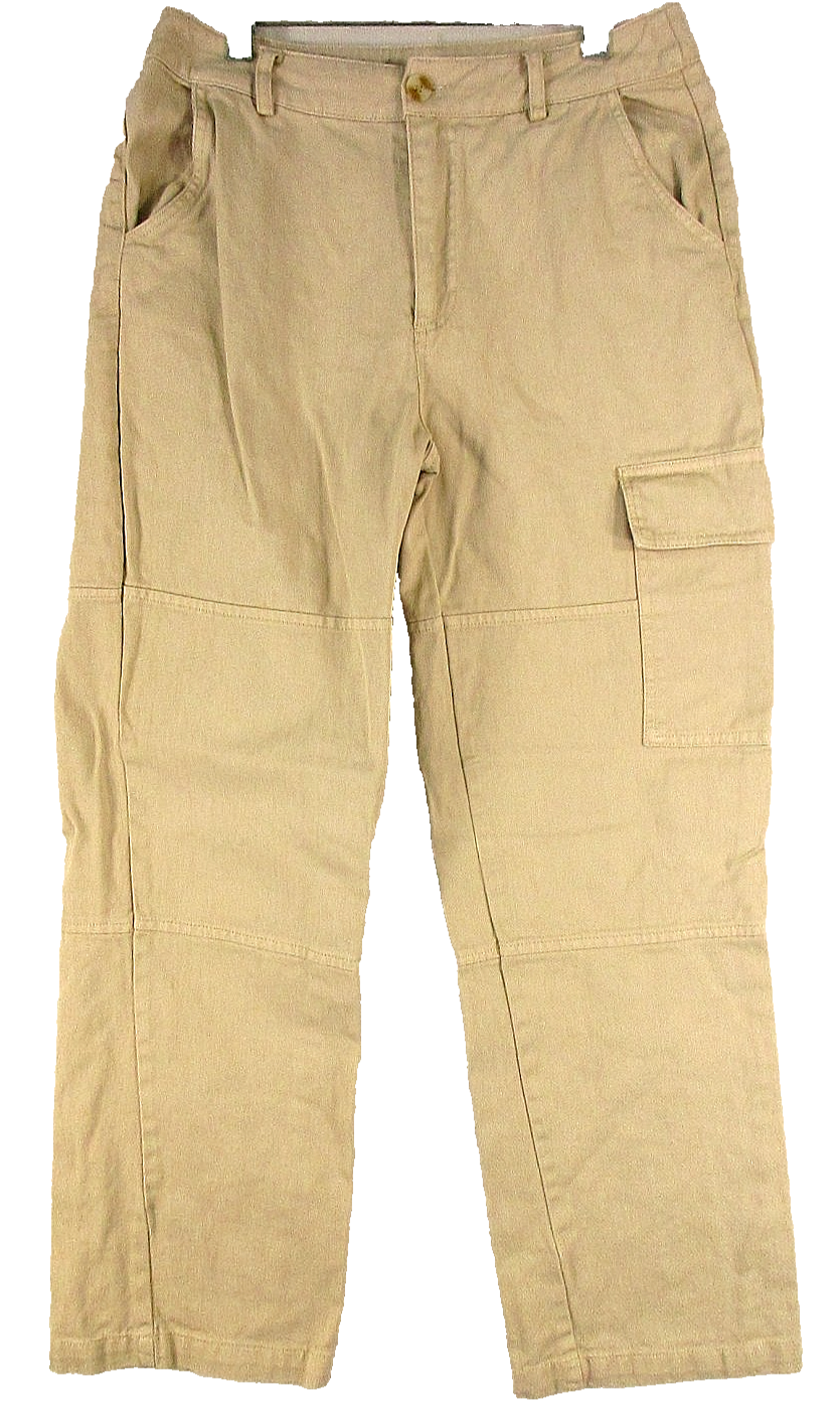 Thread & Supply Mens High Waist Cargo Pants Flat Front Straight Leg Size S Beige