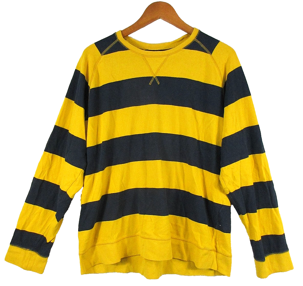 Old Navy Mens Round Neck Striped T-Shirt Long Sleeve Size XL Yellow/Black