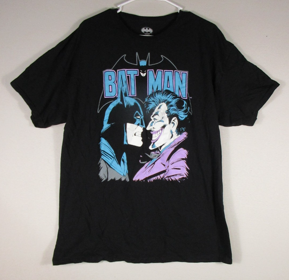 Batman Mens 100% Cotton Graphic T-Shirt Crew Neck Short Sleeve Size XL Black