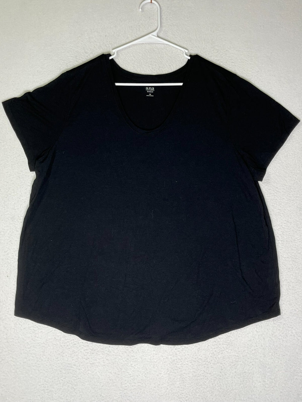 a.n.a Black Tunic T-Shirt Top Casual Short Sleeve Scoop Neck Womens Plus Size 1X