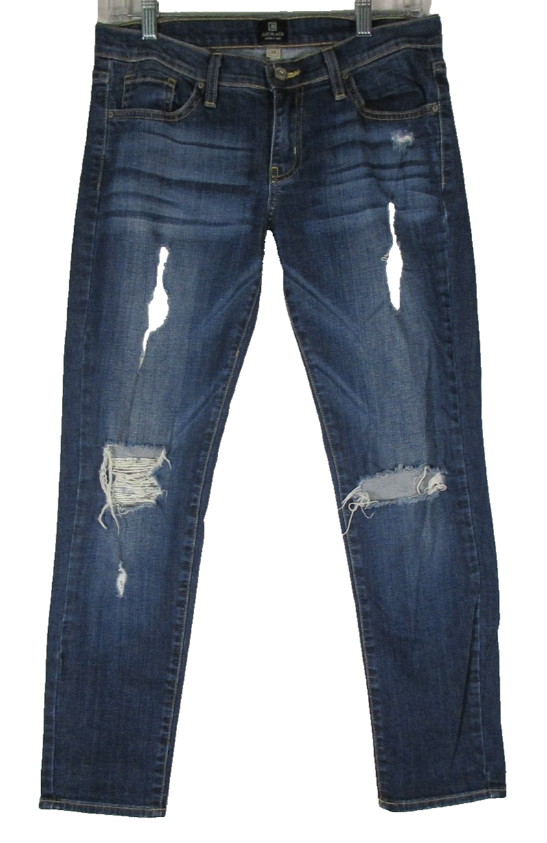 Just Black Womens Relaxed Fit Boyfriend Jeans Distressed Skinny Leg Size 26 Blue