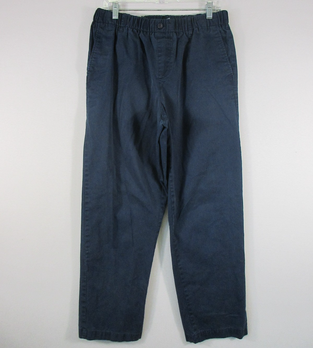 Lands' End Mens High Rise Straight Ankle Pants Pleated Front Pockets Sz 35 Blue