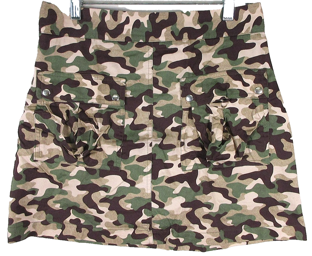Zara Womens High Rise Cargo Skirt Camouflage Print Flat Front Size M Green