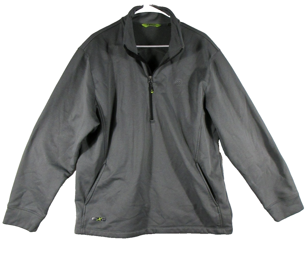 Izod Mens Performance Quarter Zip Sweatshirt Long Sleeve Pockets Size L Gray