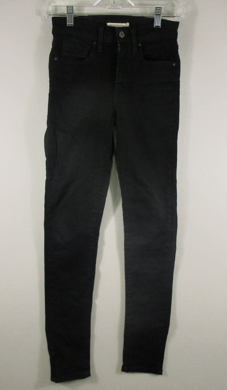 Levis Strauss & Co. Womens 721 High Rise Skinny Jeans Pockets Size W24 L30 Black