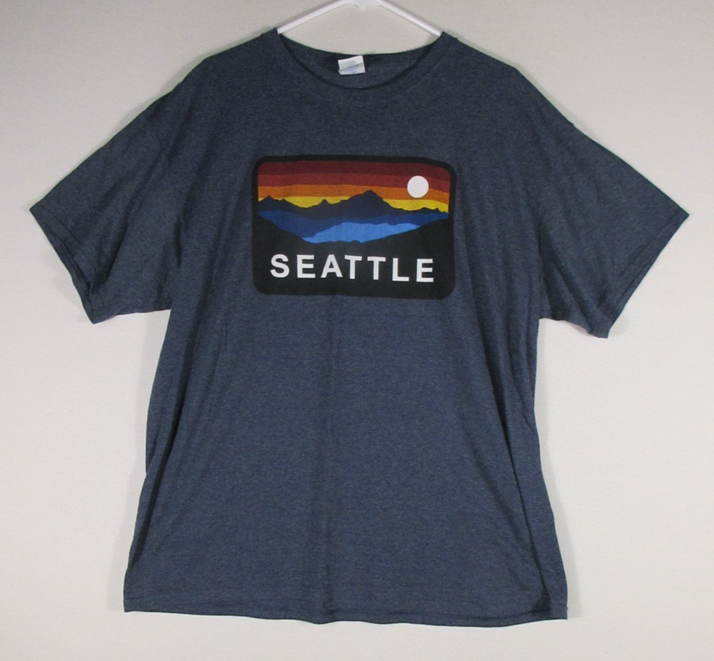 Port & Company Mens Crew Neck Seattle Graphic T-Shirt Short Sleeve Size XL Blue