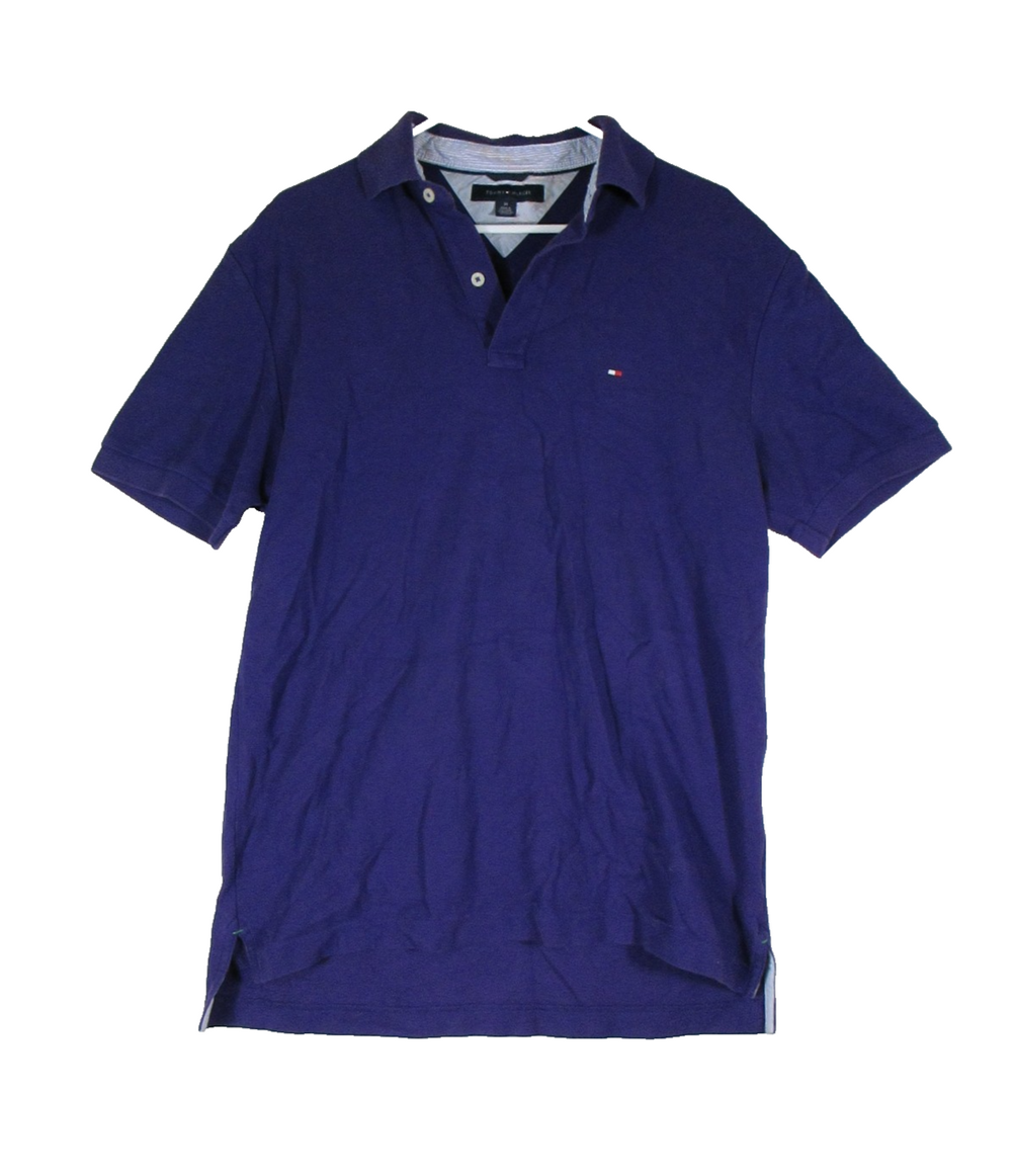 Tommy Hilfiger Mens Polo Shirt Button-Up Short Sleeve Collared Size M Blue