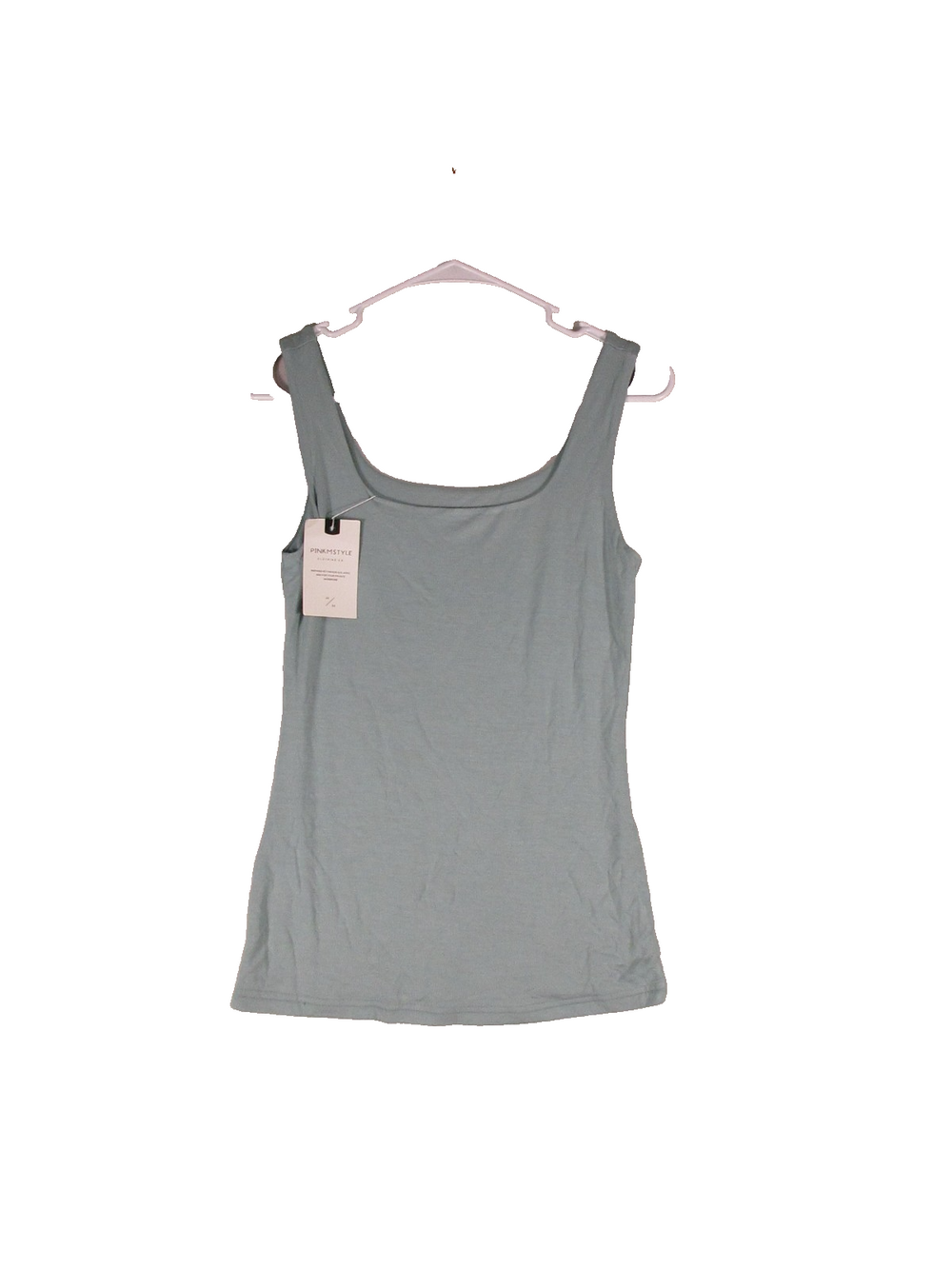 Pinkm Style Womens Square Neck Tank Top Regular Fit Sleeveless Size S Gray
