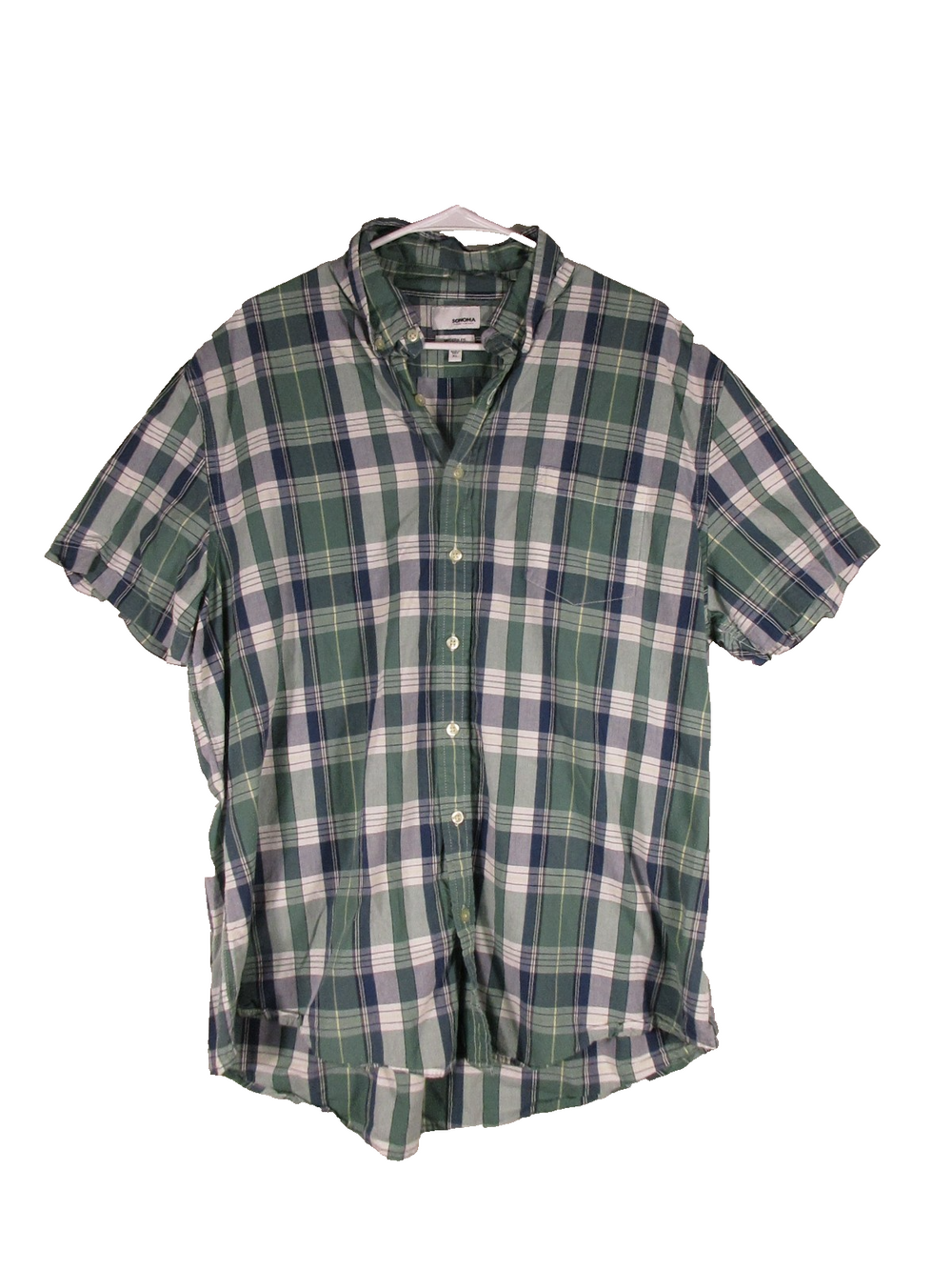 Sonoma Goods For Life Pleated Button-Up Polo-Shirt Short Sleeve Size XL Green