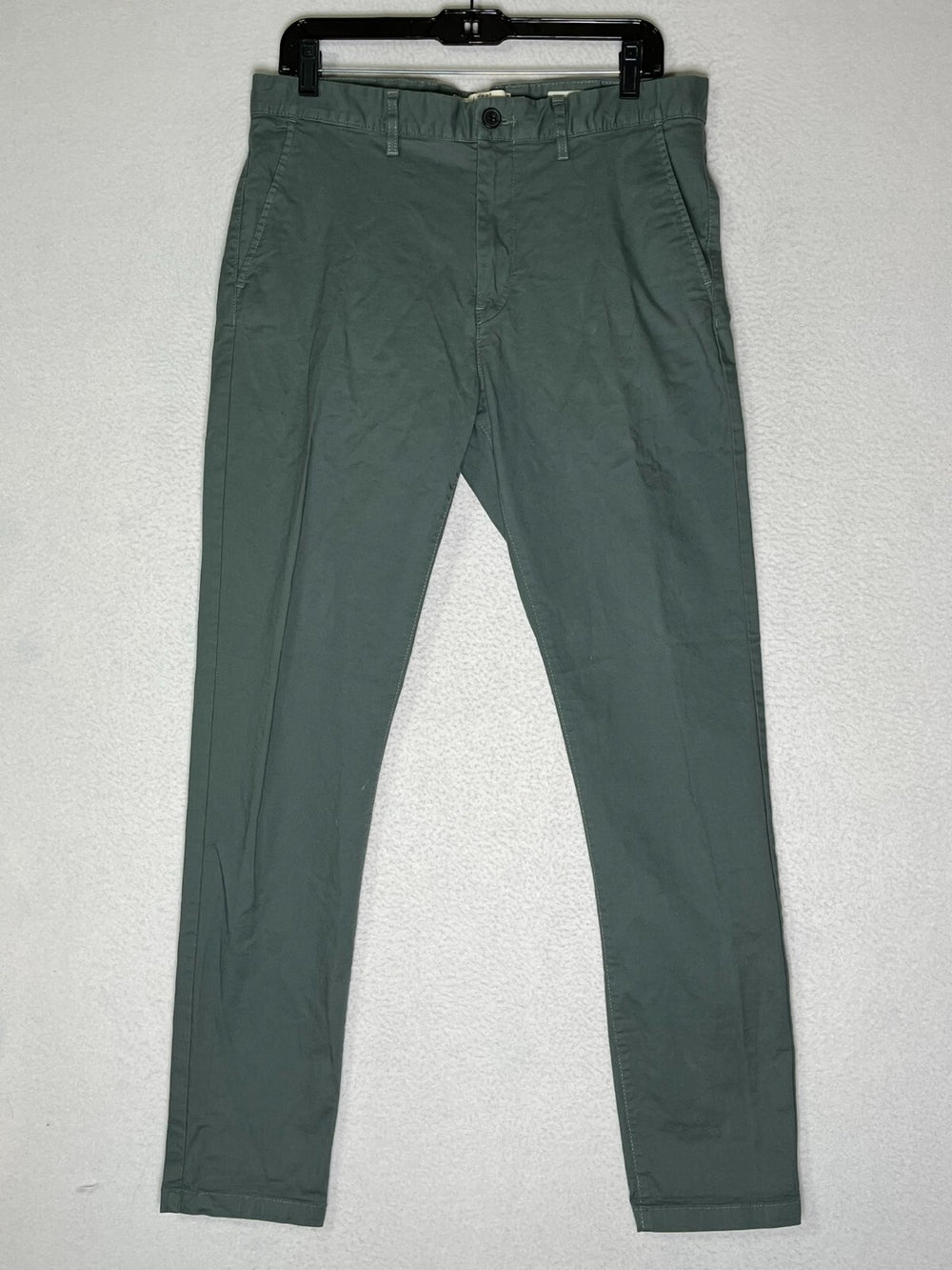 H&M LOGG Teal Green Skinny Fit Flat Front Stretch Cotton Chino Pants Men's SZ 33