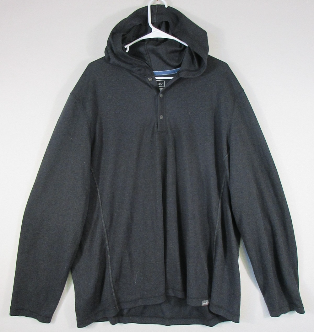 Eddie Bauer Mens Button Front Hoodie Sweatshirt Long Sleeve Size 2XL Gray