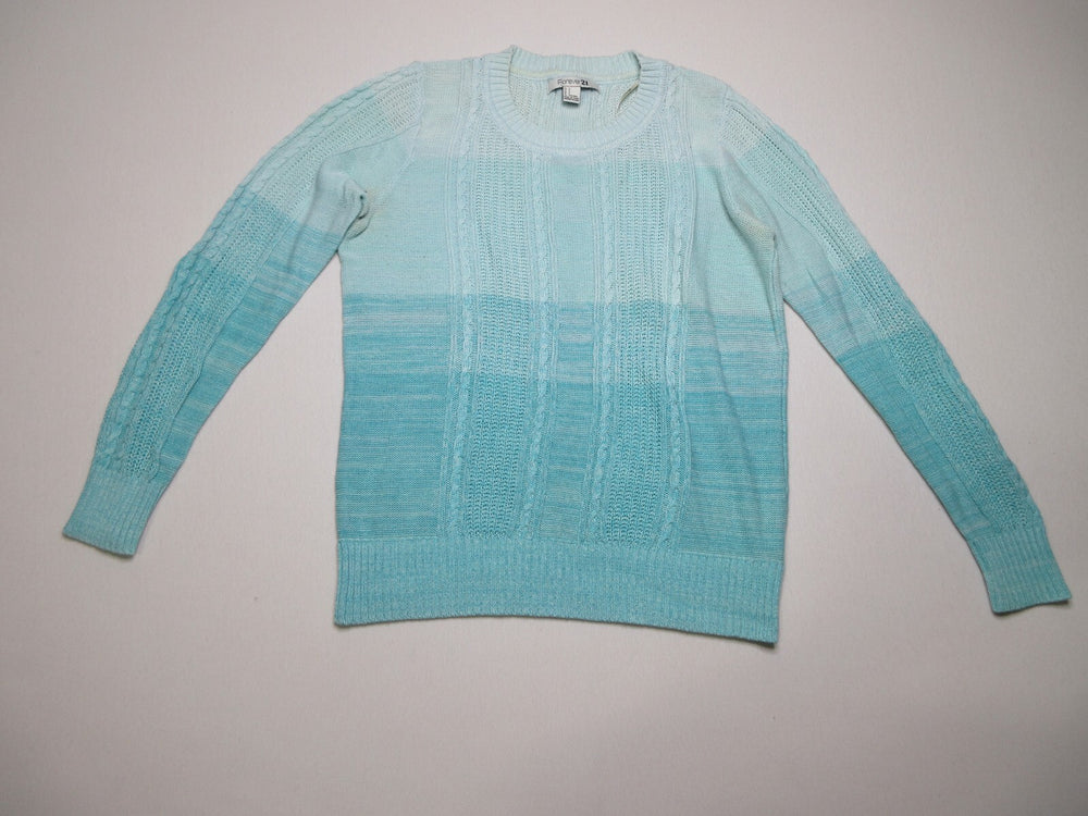 Forever 21 Crew Neck Colorblock Womens Sweater Long Sleeve Size L Blue
