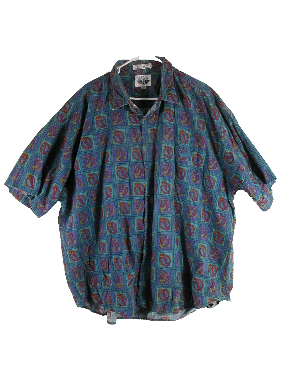 Dockers Levi's Mens Paisley Button Front Shirt Short Sleeve Size 2X Multi-Color