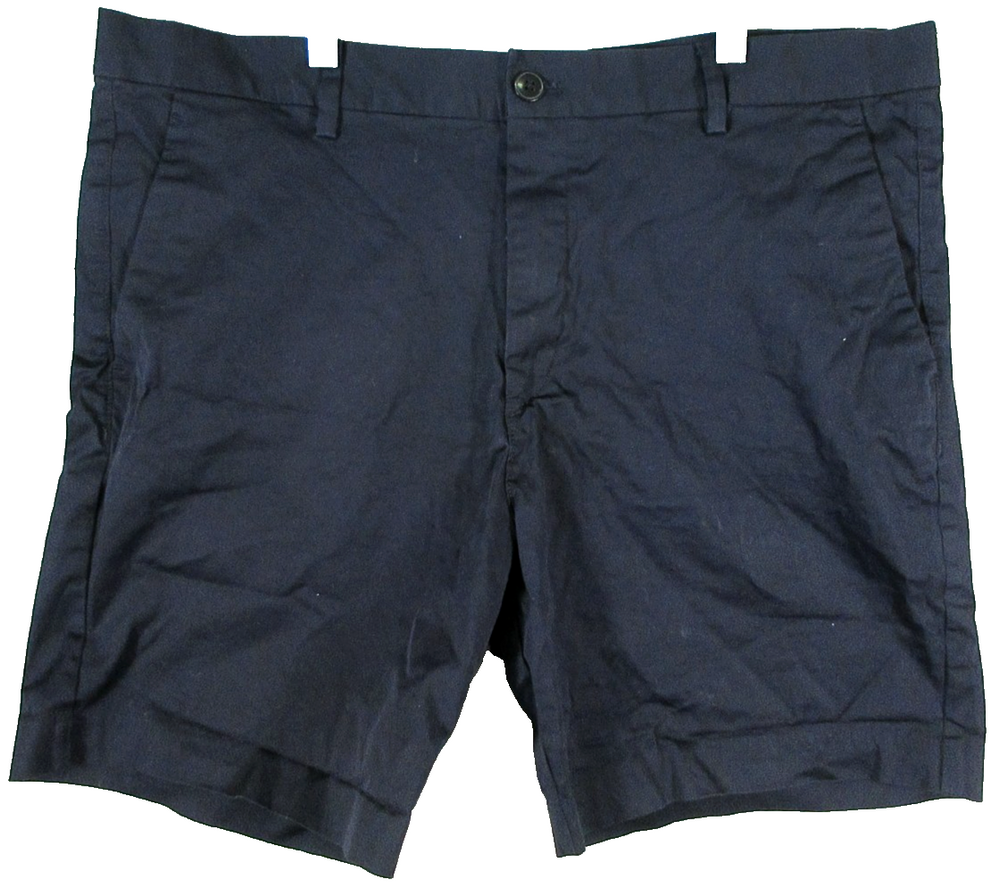 H&M Mens Pull-On Mid Rise Chino Shorts Button Fly Pockets Size 38 Navy Blue