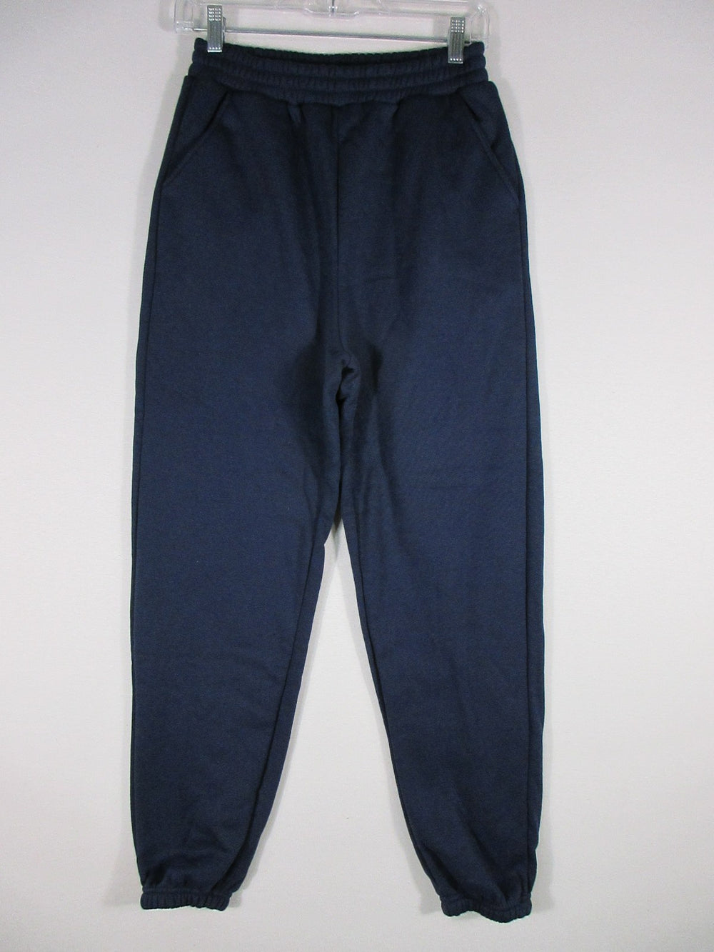 Shein Mens High Waist Sweatpants Elastic Waist Tapered Leg Pockets Size S Blue