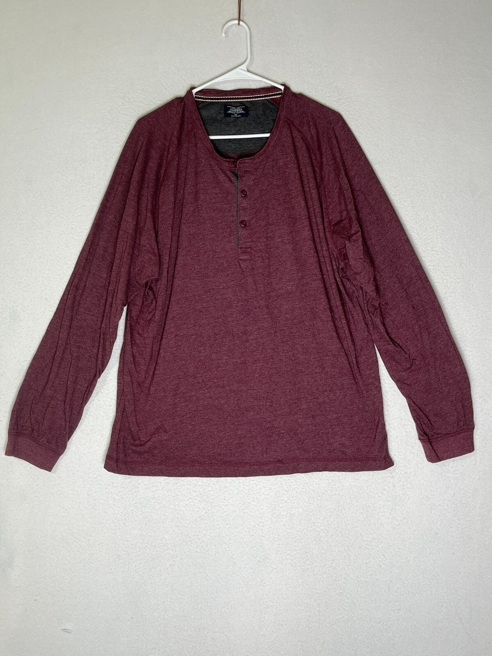 Union Made Jared Brahma Red Heather Long Sleeve Raglan Henley Shirts Men's SZ XL