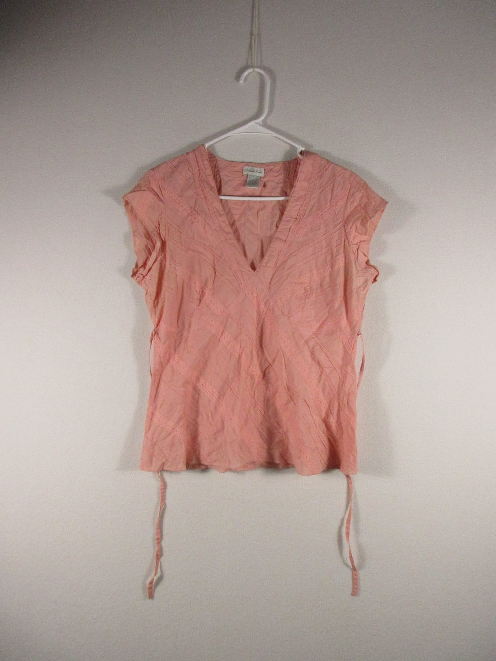 Charlotte Russe Womens 100% Cotton Blouse V-Neck Sleeveless Size L Pink