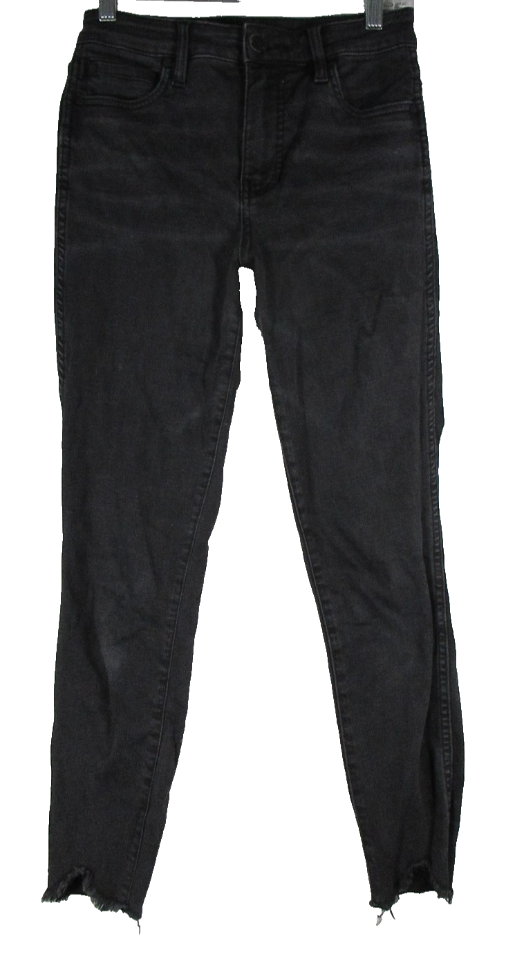 Kut From The Kloth Womens High Rise Skinny Ankle Jeans Raw Hem Size 2 Black