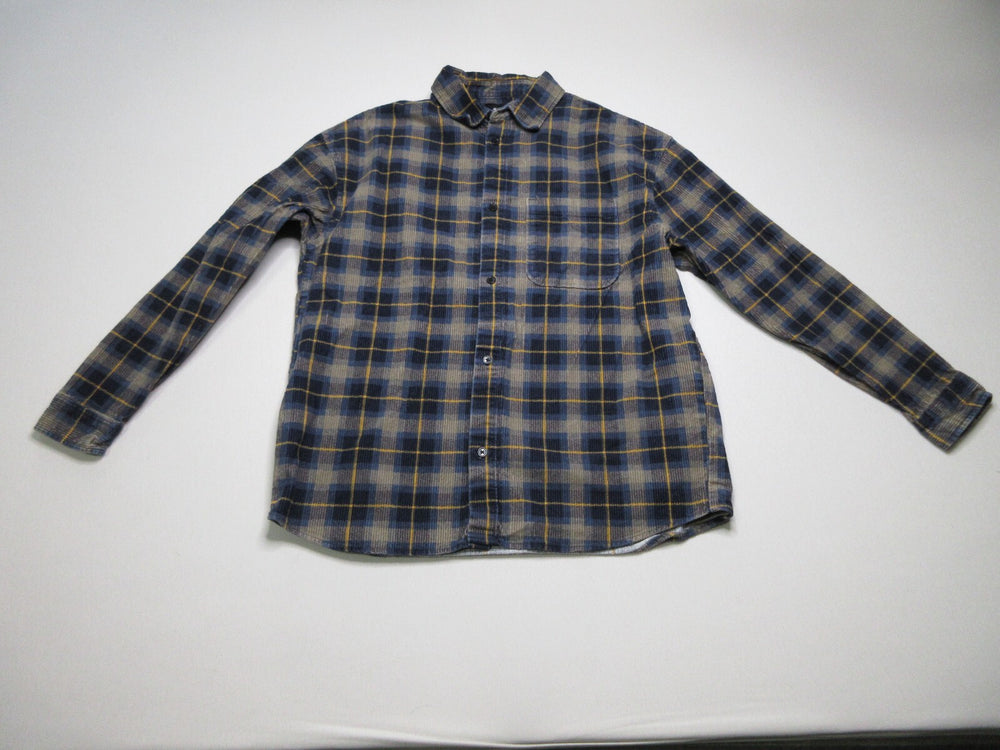 H&M Mens Plaid Oversize Fit Button-Up Long Sleeve Shirt Collared Size L Blue