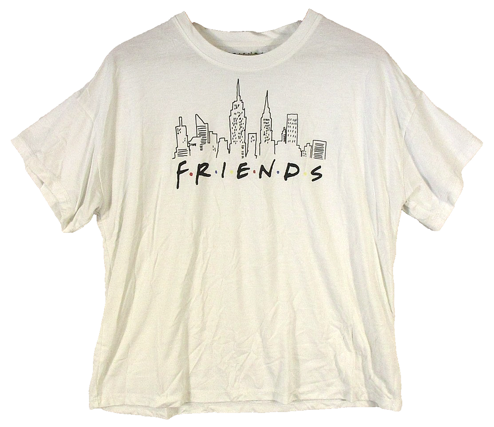 Friends Mens TV Show Graphic T-Shirt Round Neck Short Sleeve Size L White