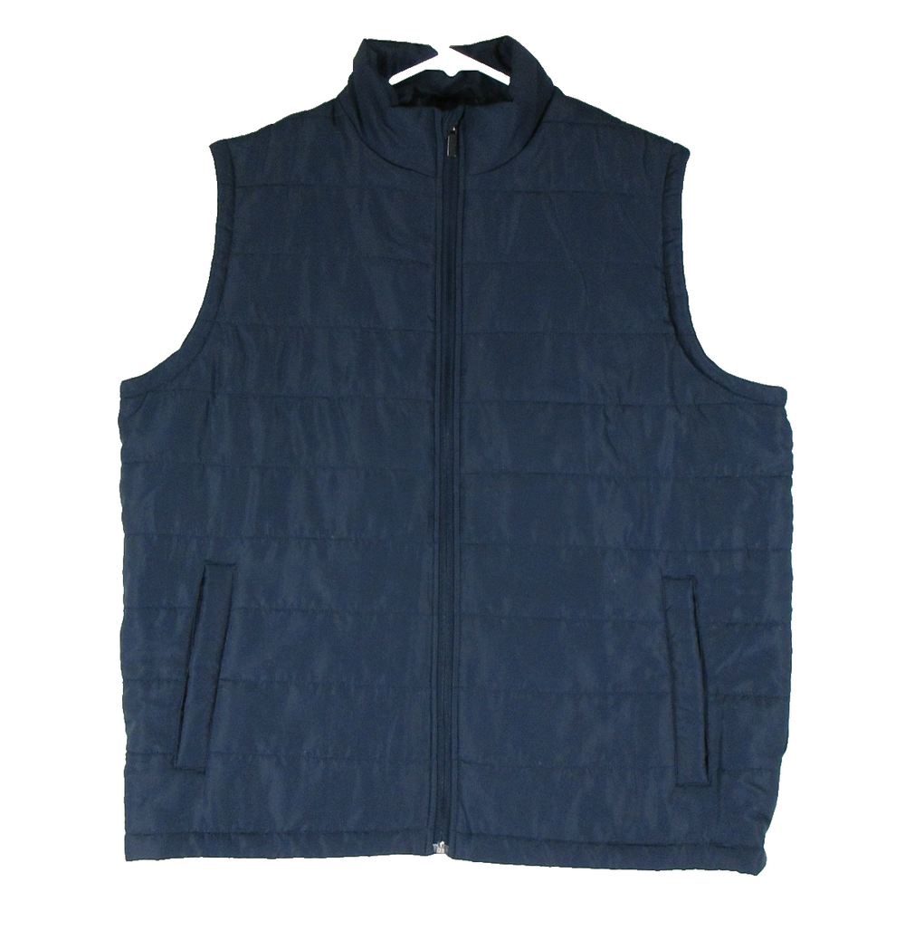 Sonoma Mens Full Zip Puffer Vest Mock Neck Sleeveless Pockets Size L Blue