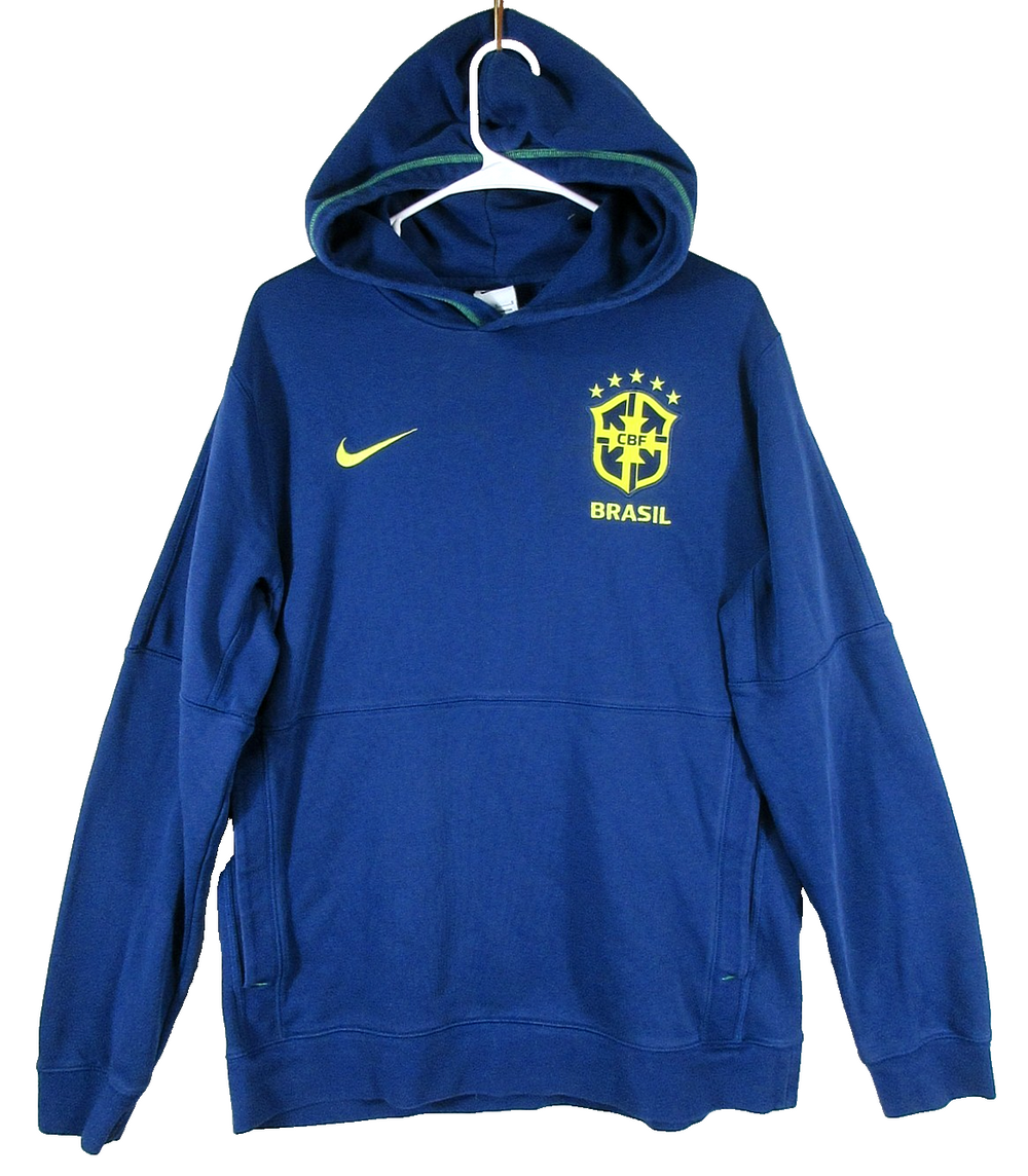 Nike Mens Pullover Graphic Hoodie Sweatshirt Long Sleeve Pockets Size L Blue