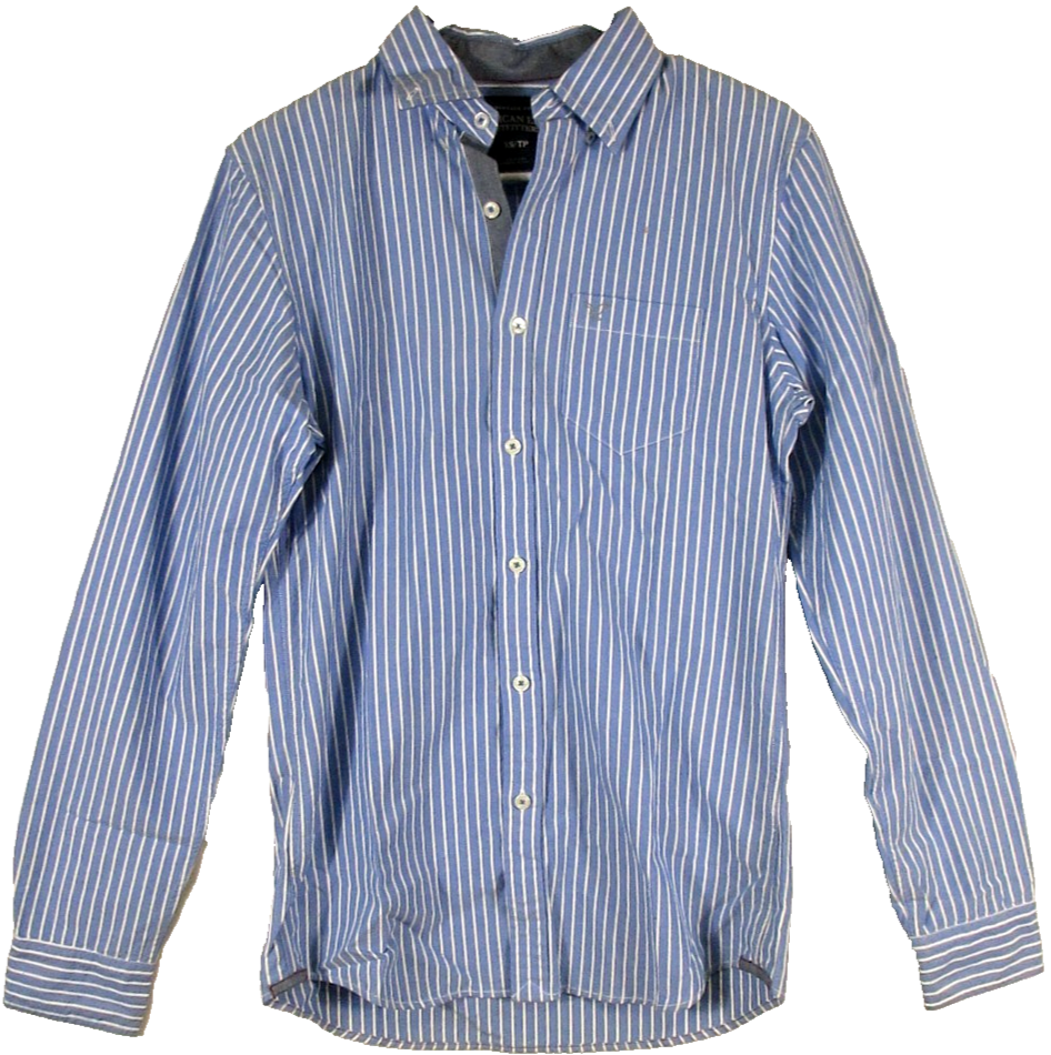 American Eagle Outfitters Mens Button-Up Striped Shirt Long Sleeve Size XS Blue