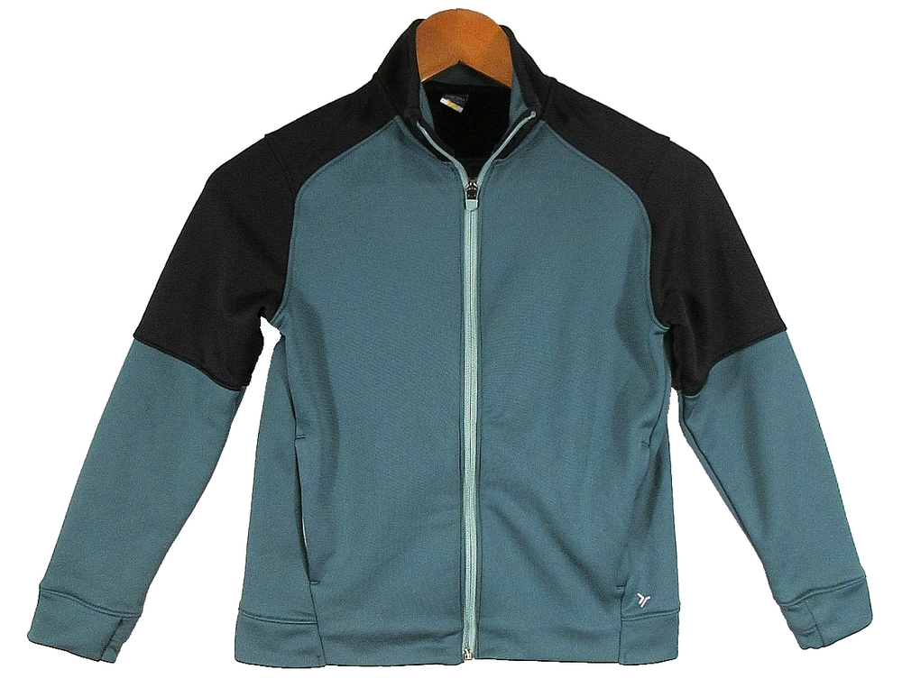 Techie Fleece Boys Mock Neck Zip Front Jacket Long Sleeve Pockets Size M Teal