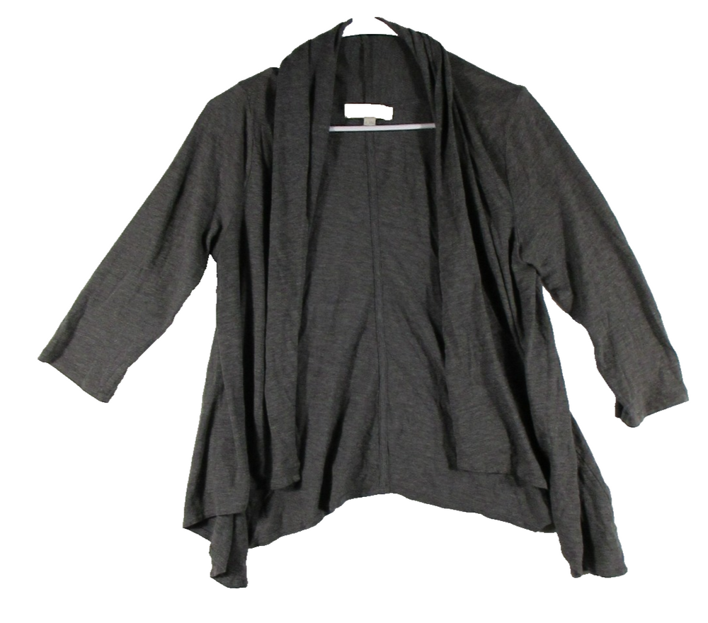 Ann Taylor Loft Womens Open Front Cardigan Lightweight 3/4 Sleeve Size S Gray