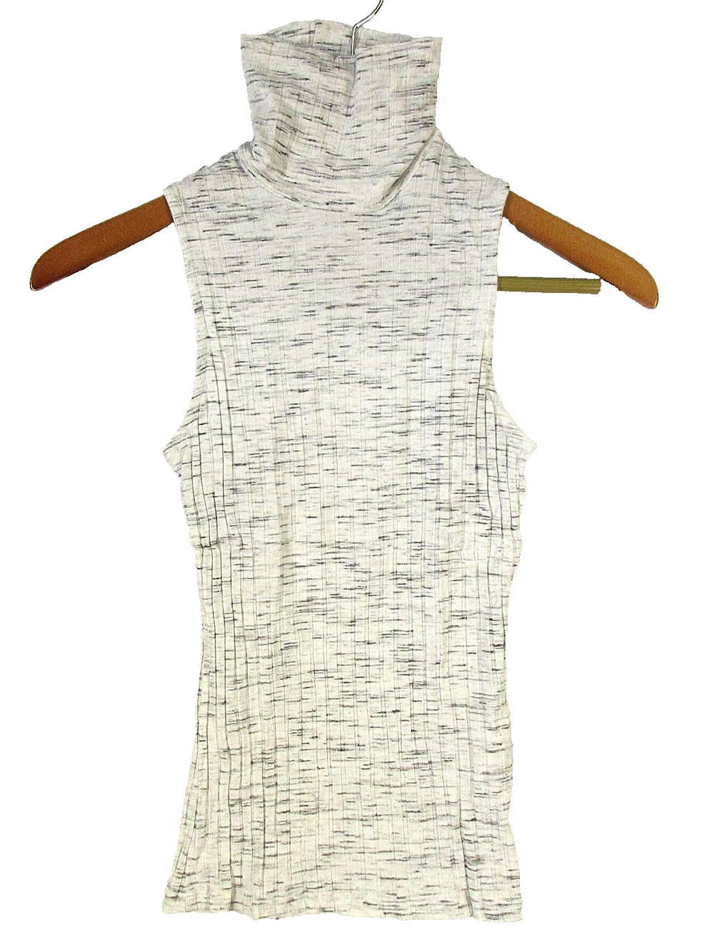 H&M Womens Pullover Turtleneck Top Ribbed Knit Sleeveless Size XS White