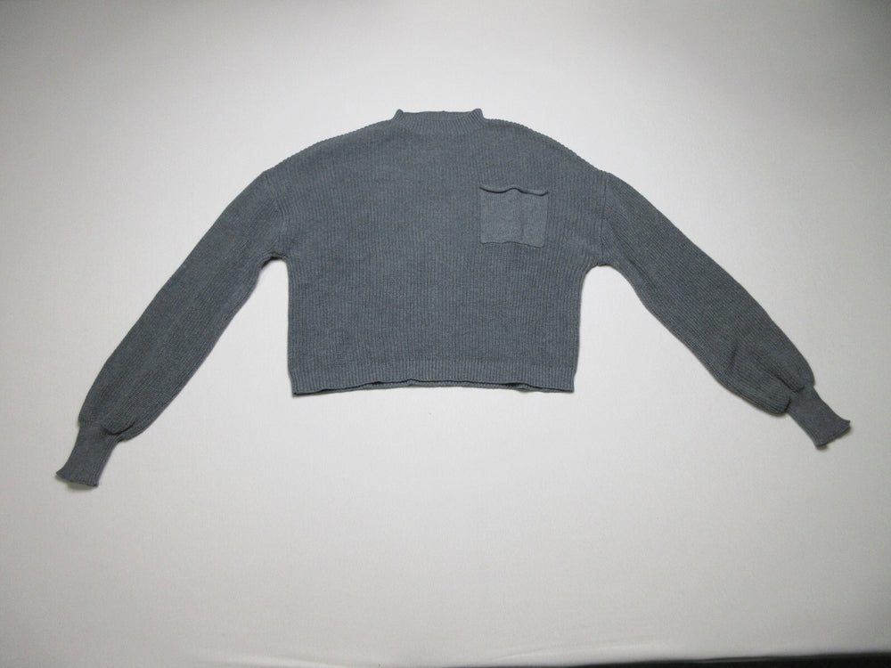 Merokeety Womens Pullover Mock Neck Sweater Long Sleeve Pockets Size M Gray