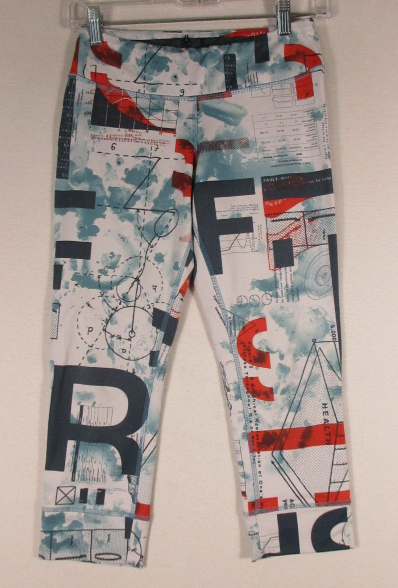 Reebok CrossFit Womens Graphic Training Leggings Elastic Waist Size S Multicolor