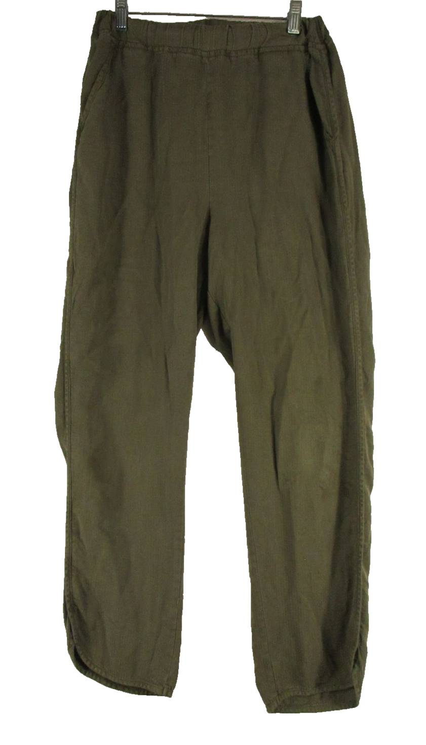 Harper Pants Womens S Olive Herringbone Pull On Elastic Waist Relaxed Tapered