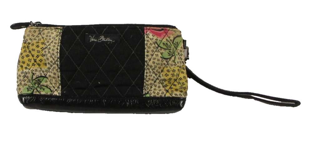 Vera Bradley Womens Floral Quilted Wristlet Clutch Bag Black/Pink