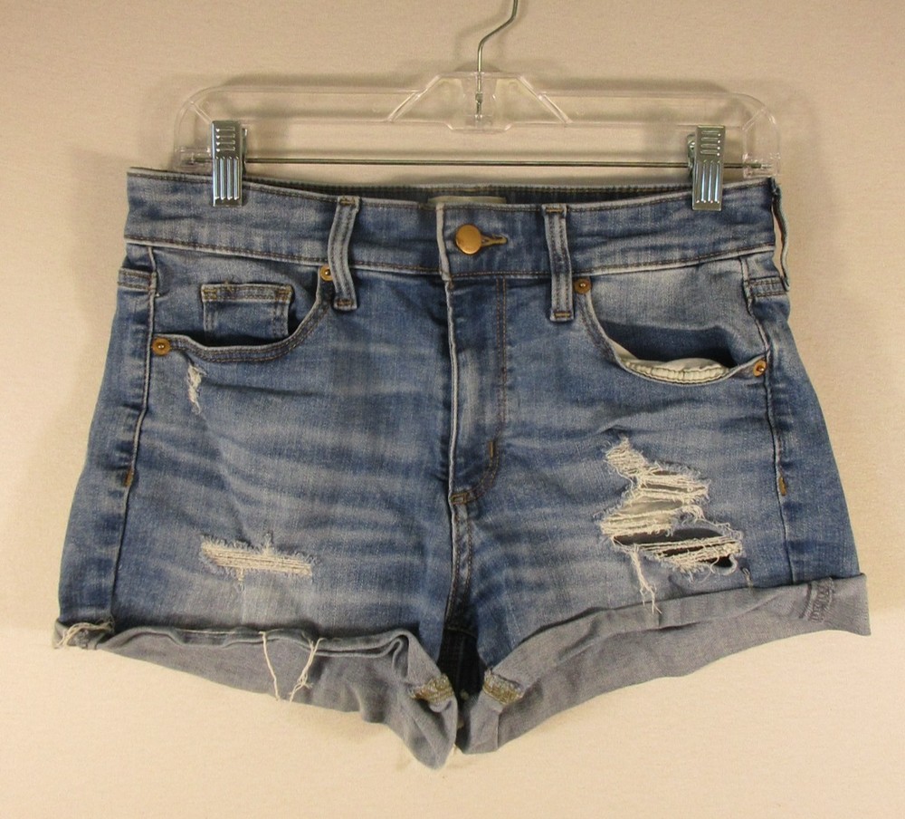 Universal Thread Womens High Rise Denim Shorts Stretch Distressed Size 6/26 Blue