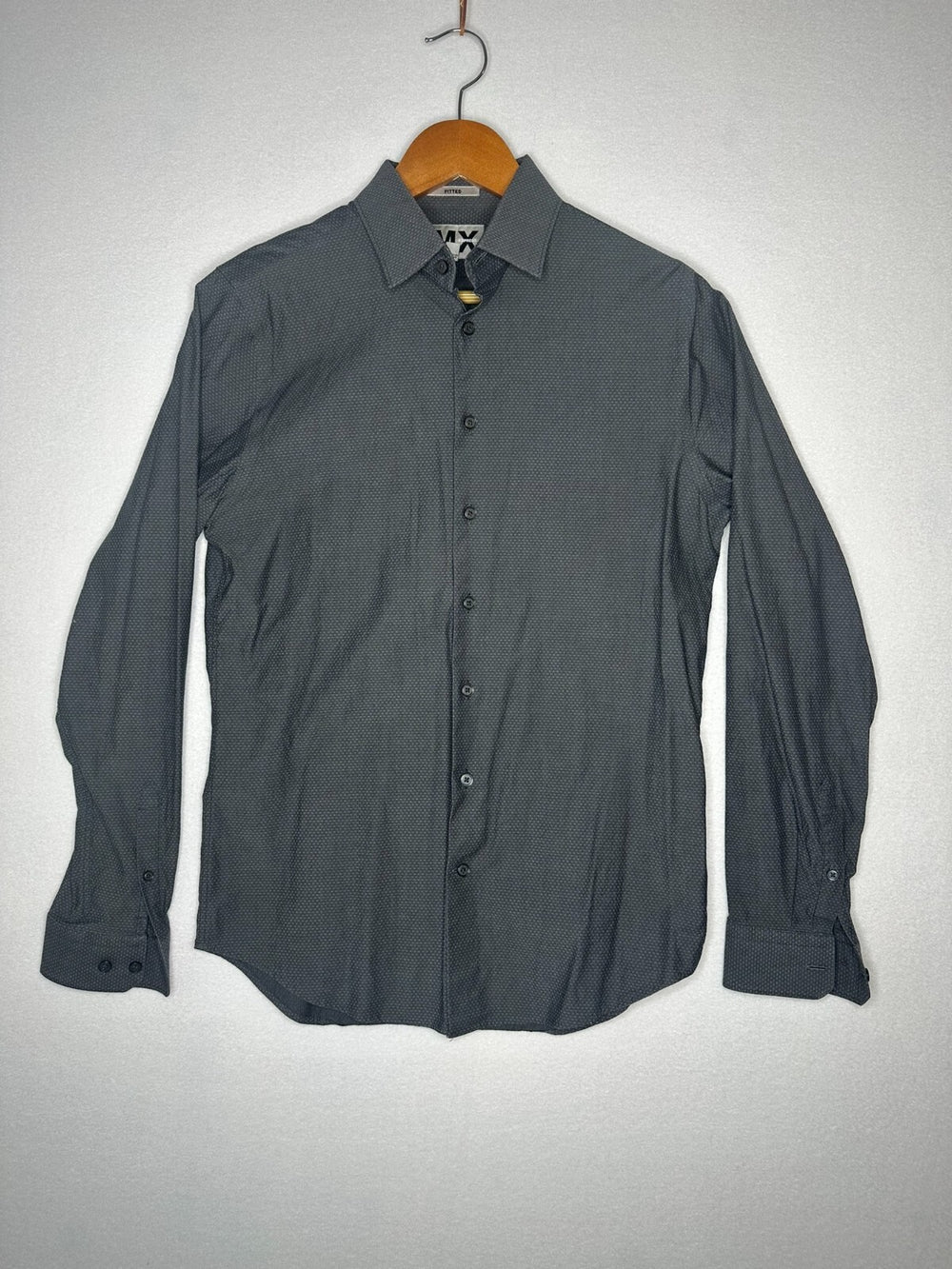 EXPRESS Grey Long Sleeve Button Up Fitted Shirt Men's Size Small 14-14.5