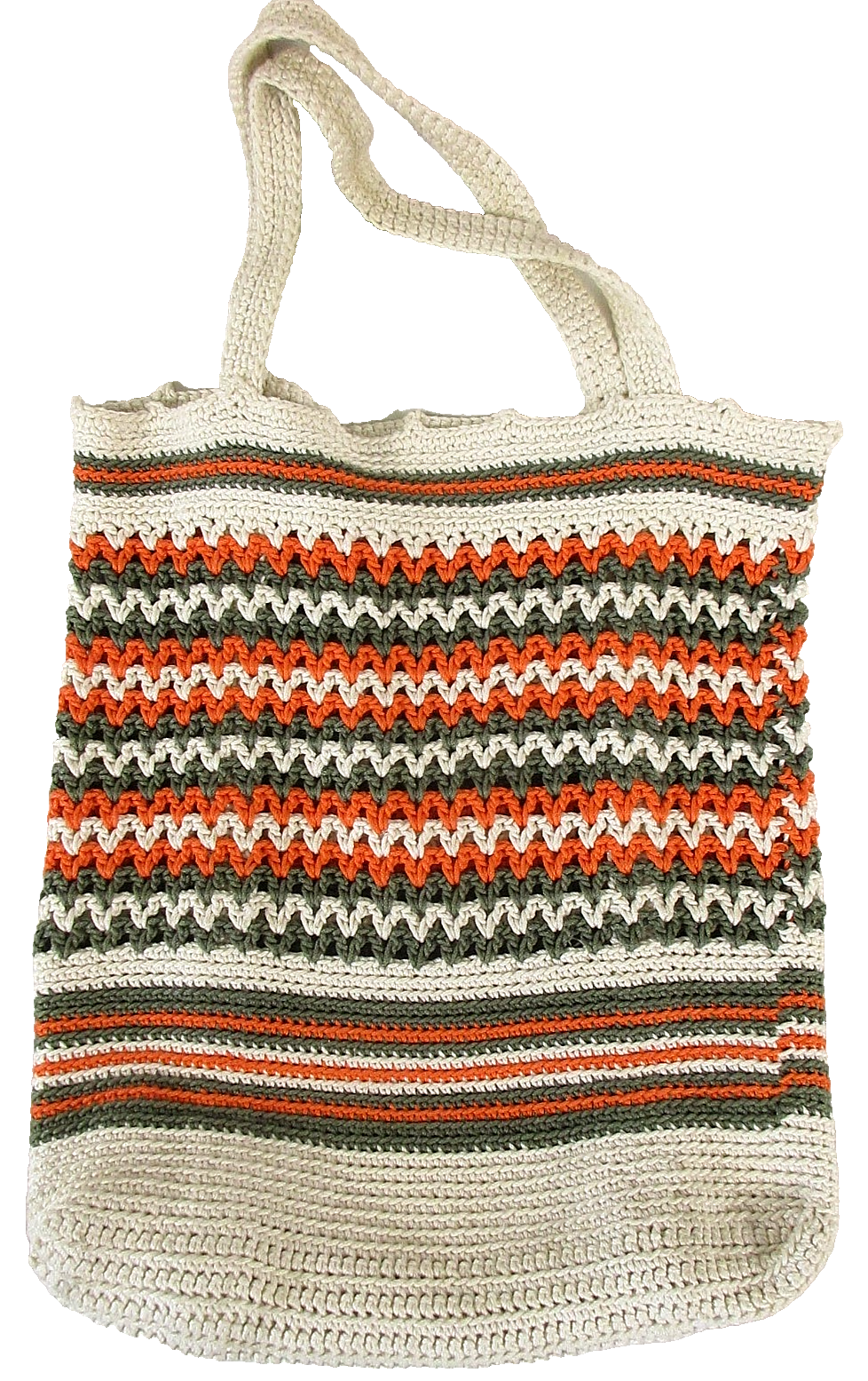 Unbranded Womens Crochet Knit Tote Bag Striped Print Zip Pockets Multi