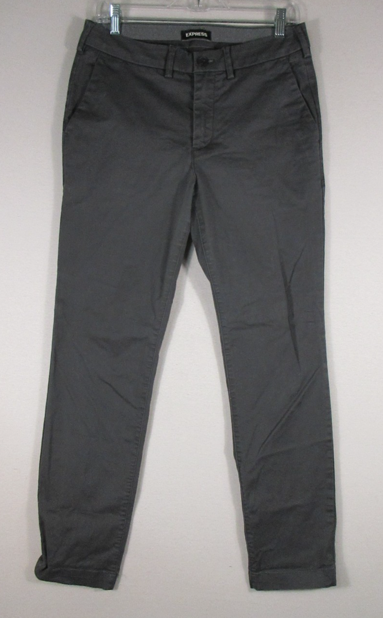 Express Mens Mid Rise Chino Paint Button-Fly Pockets Size 29 X 30 Gray