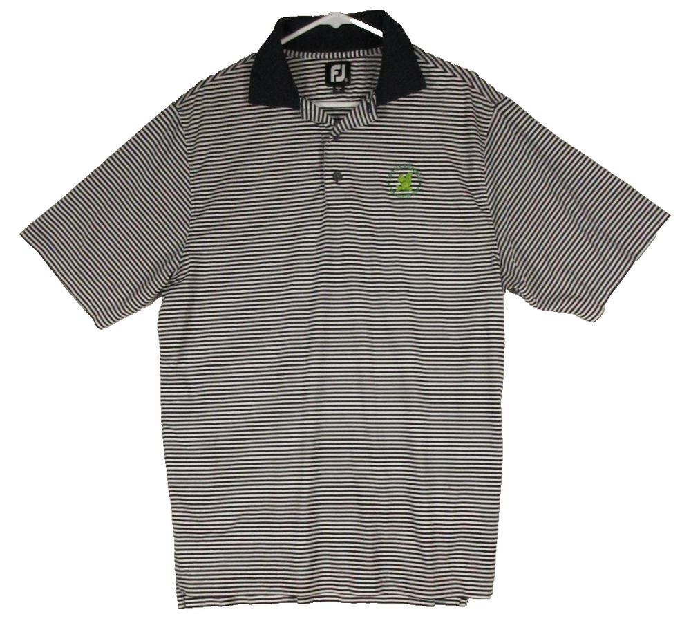 Fj Mens Regular Fit Striped Polo Shirt Short Sleeve Collar Neck Size L Blue