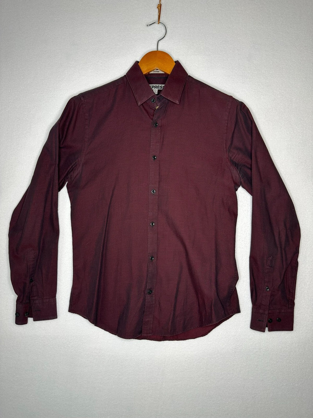 EXPRESS Burgundy Long Sleeve Button Up Men's Size Small 14-14.5