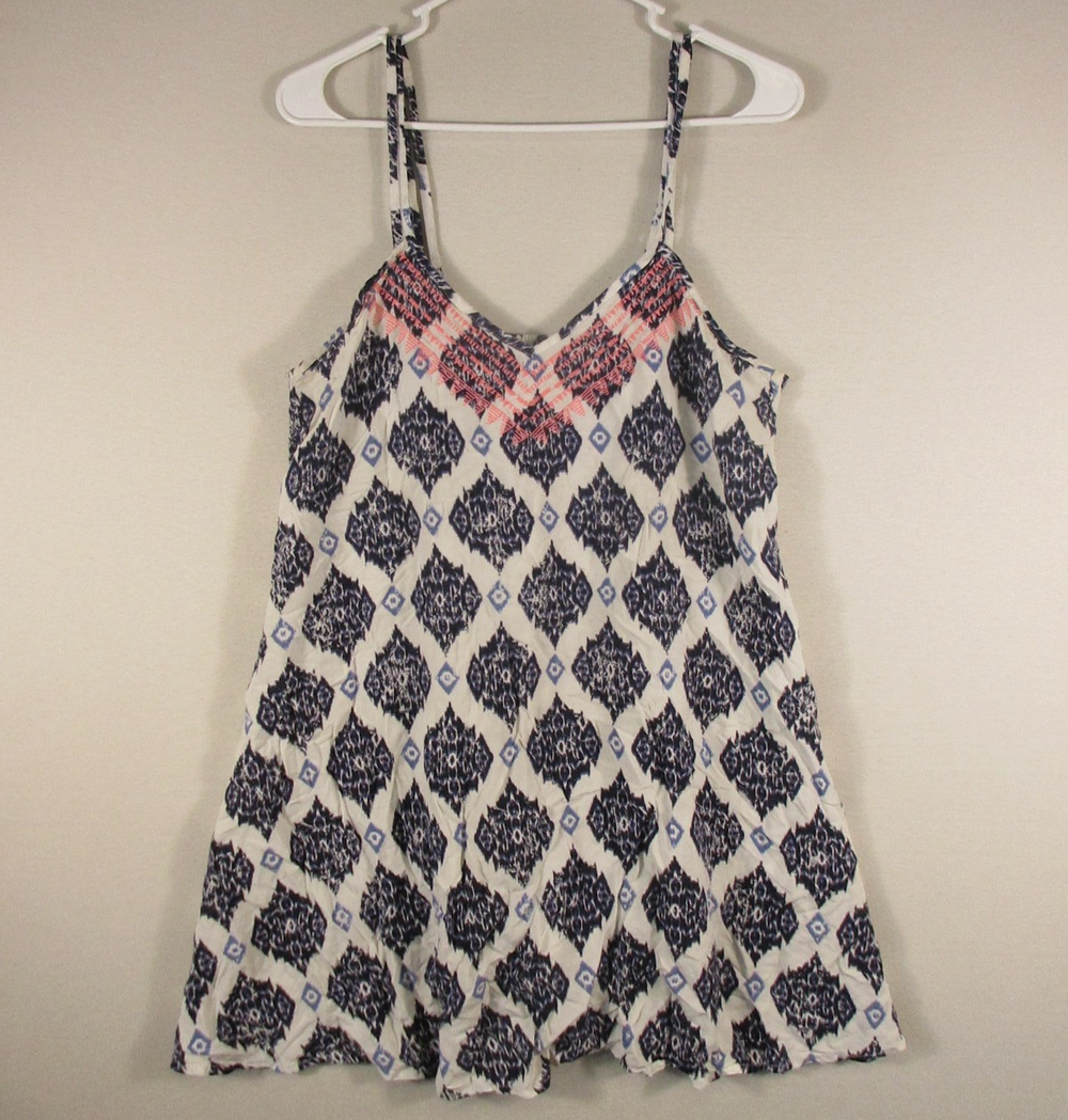 Aeropostale Womens V-Neck Camisole Top Spaghetti Straps Size M Blue/White