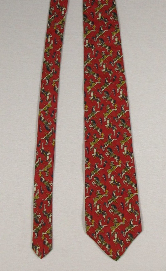 Paul Fredrick Mens 100% Silk Neck Tie Horse Animal Pattern Made in USA