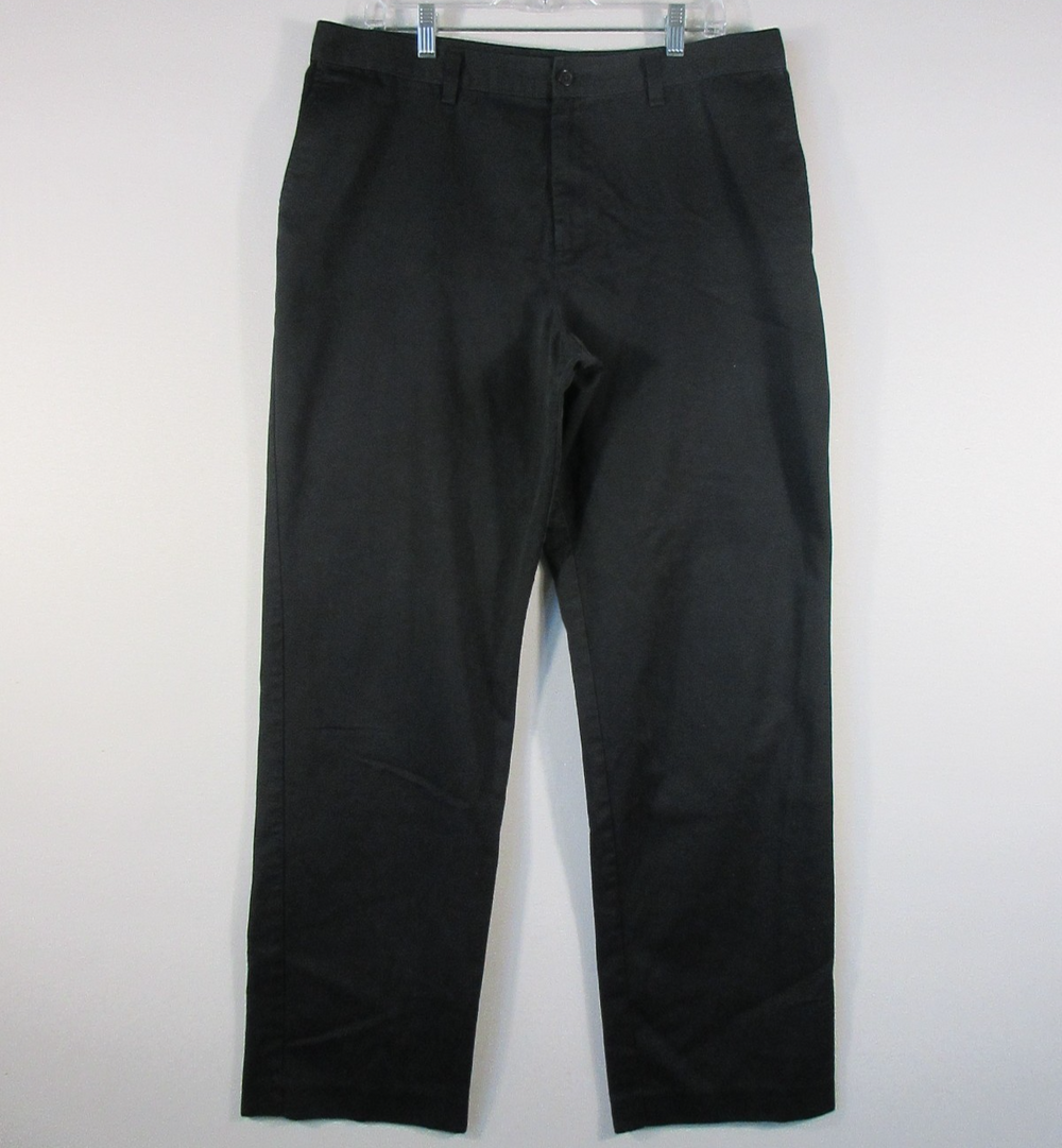Edwards Mens High Waist Straight Ankle Pants Button Fly Pockets Size 36/34 Black