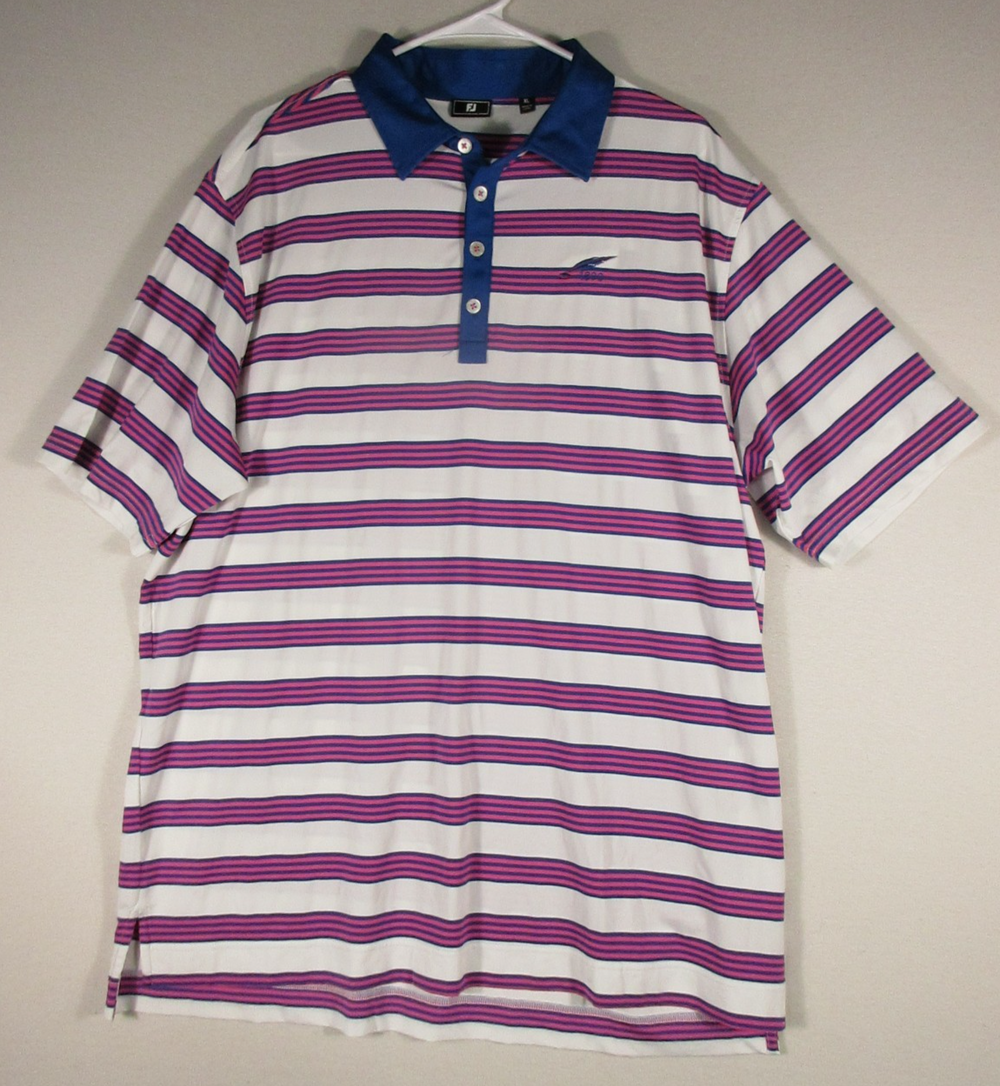 FootJoy Mens Button-Up Polo Shirt Striped Print Short Sleeve Size XL Multicolor