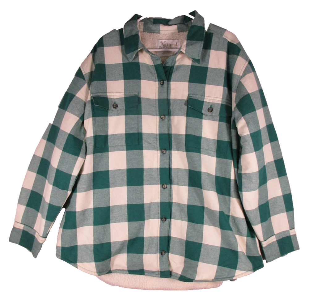 Natural Reflection Mens Button Front Pleated Jacket Long Sleeve Size XL Green